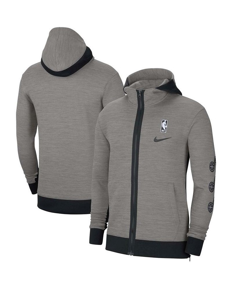 Men's Heathered Charcoal Utah Jazz Authentic Showtime Performance Full-Zip Hoodie Jacket $52.80 Jackets