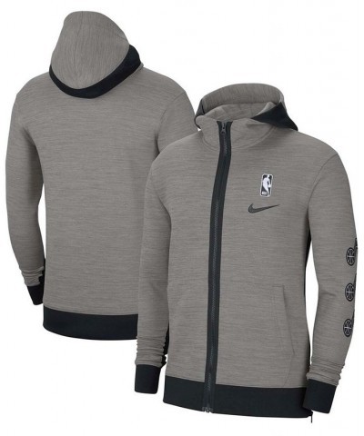 Men's Heathered Charcoal Utah Jazz Authentic Showtime Performance Full-Zip Hoodie Jacket $52.80 Jackets