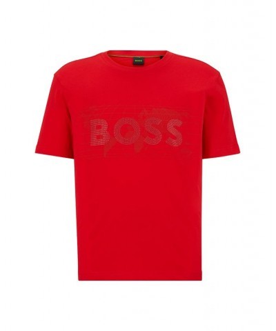 BOSS Men's Cotton-Jersey Rhinestone Logo Artwork T-shirt Red $45.36 T-Shirts