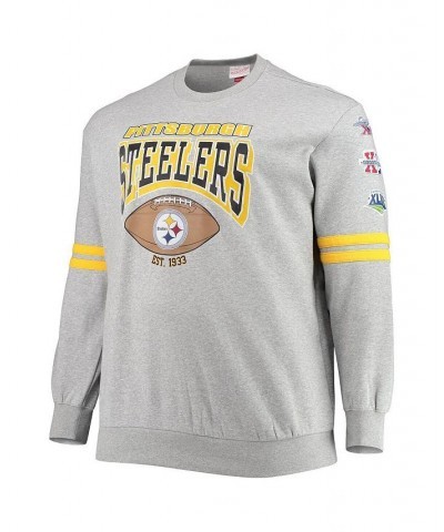 Men's Heathered Gray Pittsburgh Steelers Big and Tall Allover Print Pullover Sweatshirt $49.40 Sweatshirt