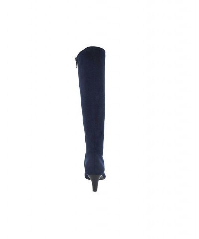 Women's Namora Wide-Calf Tall Heeled Boots Midnight Blue $50.40 Shoes