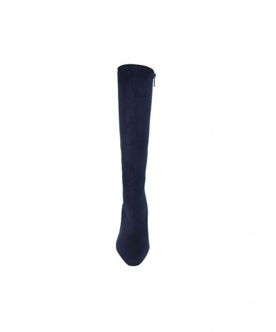 Women's Namora Wide-Calf Tall Heeled Boots Midnight Blue $50.40 Shoes