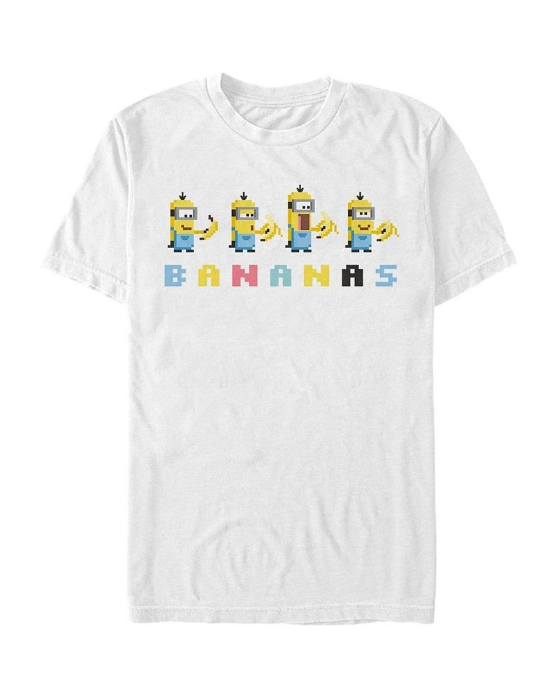 Minions Men's 8-bit Bananas Short Sleeve T-Shirt White $14.70 T-Shirts