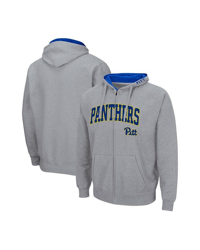 Men's Heathered Gray Pitt Panthers Arch & Logo 3.0 Full-Zip Hoodie $35.99 Sweatshirt