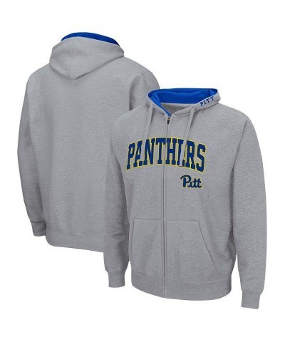 Men's Heathered Gray Pitt Panthers Arch & Logo 3.0 Full-Zip Hoodie $35.99 Sweatshirt