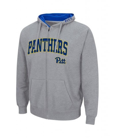 Men's Heathered Gray Pitt Panthers Arch & Logo 3.0 Full-Zip Hoodie $35.99 Sweatshirt