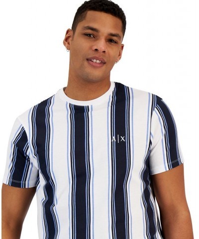 Men's Vertical Stripe Short-Sleeve Crewneck T-Shirt White $20.40 T-Shirts