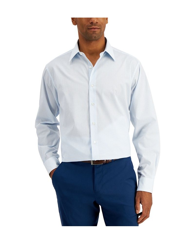 Men's Regular Fit Check Dress Shirt Blue $11.76 Dress Shirts