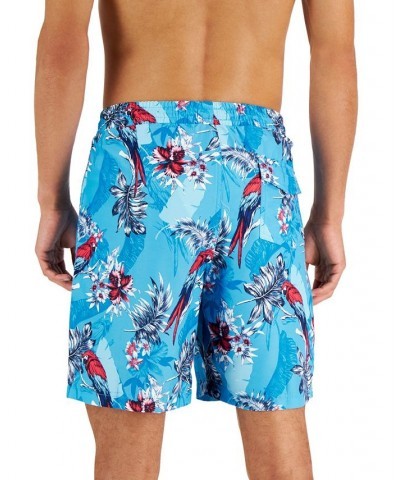 Men's Tropical Bird-Print Swim Shorts Blue $14.99 Swimsuits