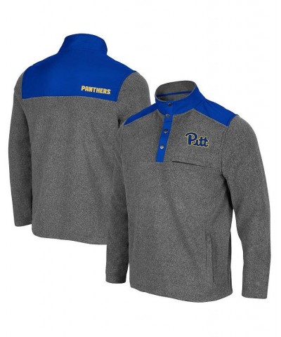 Men's Heathered Charcoal, Royal Pitt Panthers Huff Snap Pullover $39.74 Sweatshirt