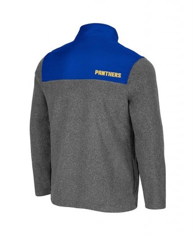 Men's Heathered Charcoal, Royal Pitt Panthers Huff Snap Pullover $39.74 Sweatshirt