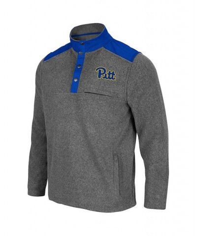 Men's Heathered Charcoal, Royal Pitt Panthers Huff Snap Pullover $39.74 Sweatshirt