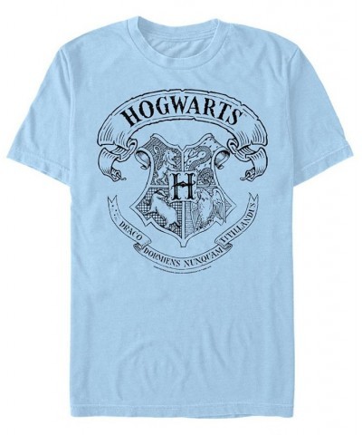 Men's Hogwarts Crest Short Sleeve Crew T-shirt Blue $19.59 T-Shirts