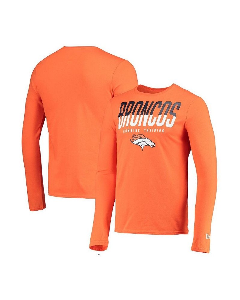 Men's Orange Denver Broncos Combine Authentic Split Line Long Sleeve T-shirt $19.35 T-Shirts