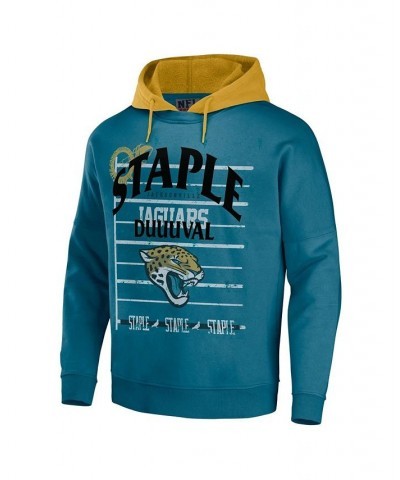 Men's NFL X Staple Teal Jacksonville Jaguars Oversized Gridiron Vintage-Like Wash Pullover Hoodie $30.66 Sweatshirt