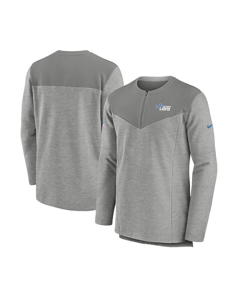 Men's Gray Detroit Lions Sideline Lockup Performance Quarter-zip Jacket $51.29 Jackets