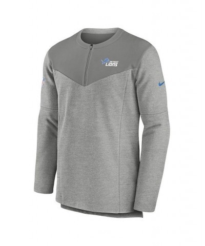 Men's Gray Detroit Lions Sideline Lockup Performance Quarter-zip Jacket $51.29 Jackets