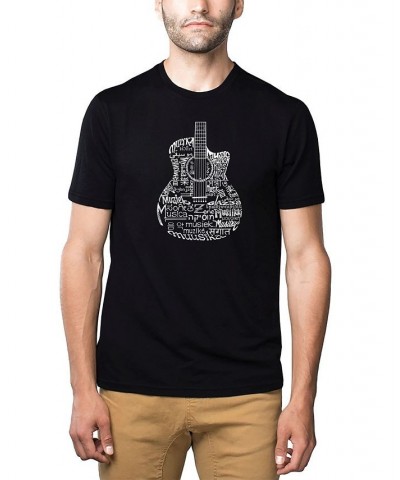 Men's Premium Word Art T-shirt - Languages Guitar Black $19.80 T-Shirts