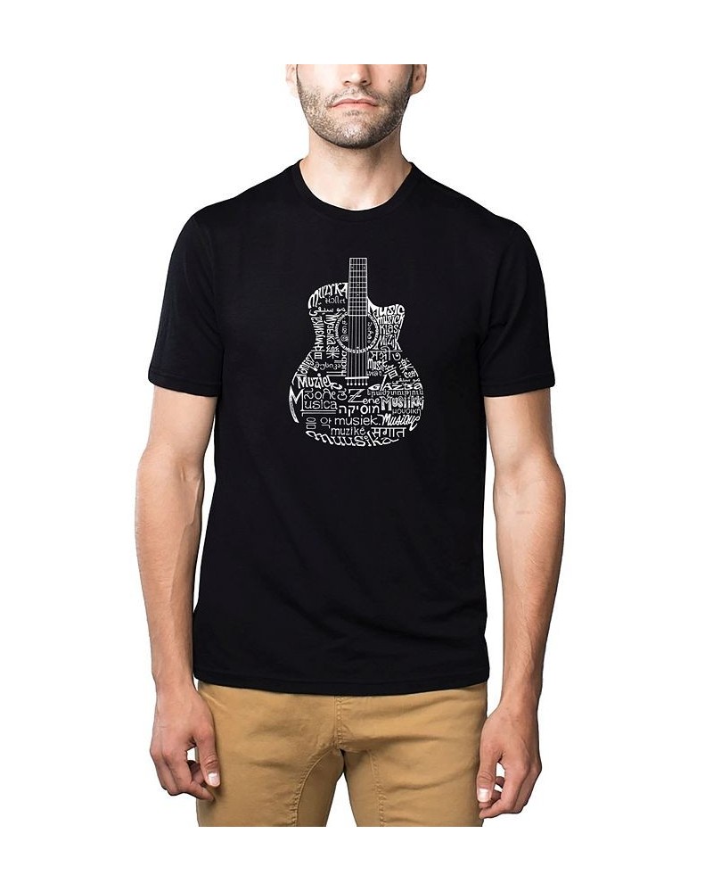 Men's Premium Word Art T-shirt - Languages Guitar Black $19.80 T-Shirts